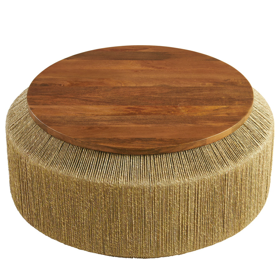 Jago Seagrass and Wood Coffee Table in Walnut Natural