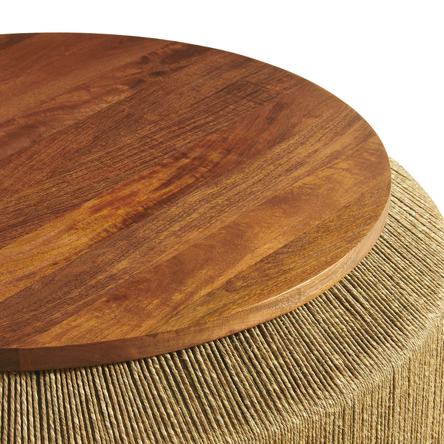 Jago Seagrass and Wood Coffee Table in Walnut Natural