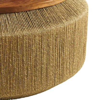 Maris Seagrass and Wood Coffee Table by Furniture For America