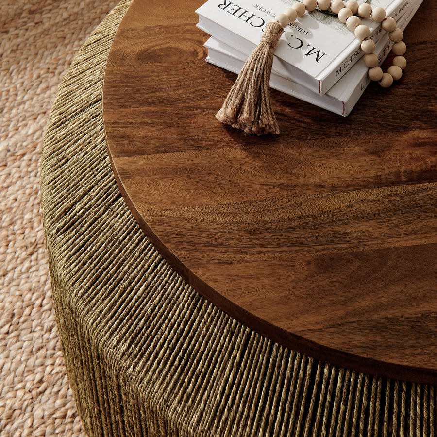 Jago Seagrass and Wood Coffee Table in Walnut Natural