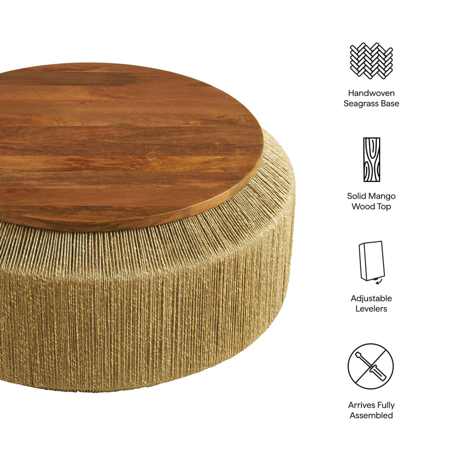 Jago Seagrass and Wood Coffee Table in Walnut Natural