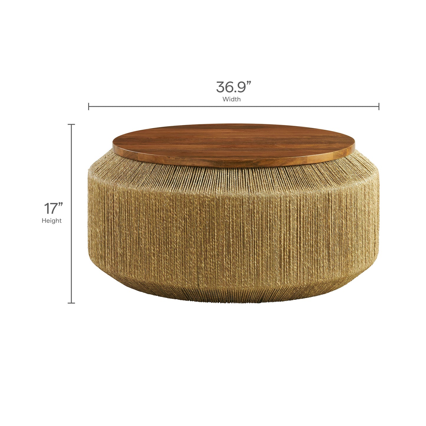 Maris Seagrass and Wood Coffee Table by Furniture For America