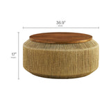 Jago Seagrass and Wood Coffee Table in Walnut Natural