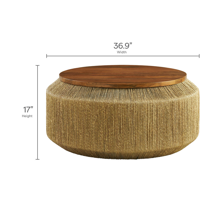 Jago Seagrass and Wood Coffee Table in Walnut Natural
