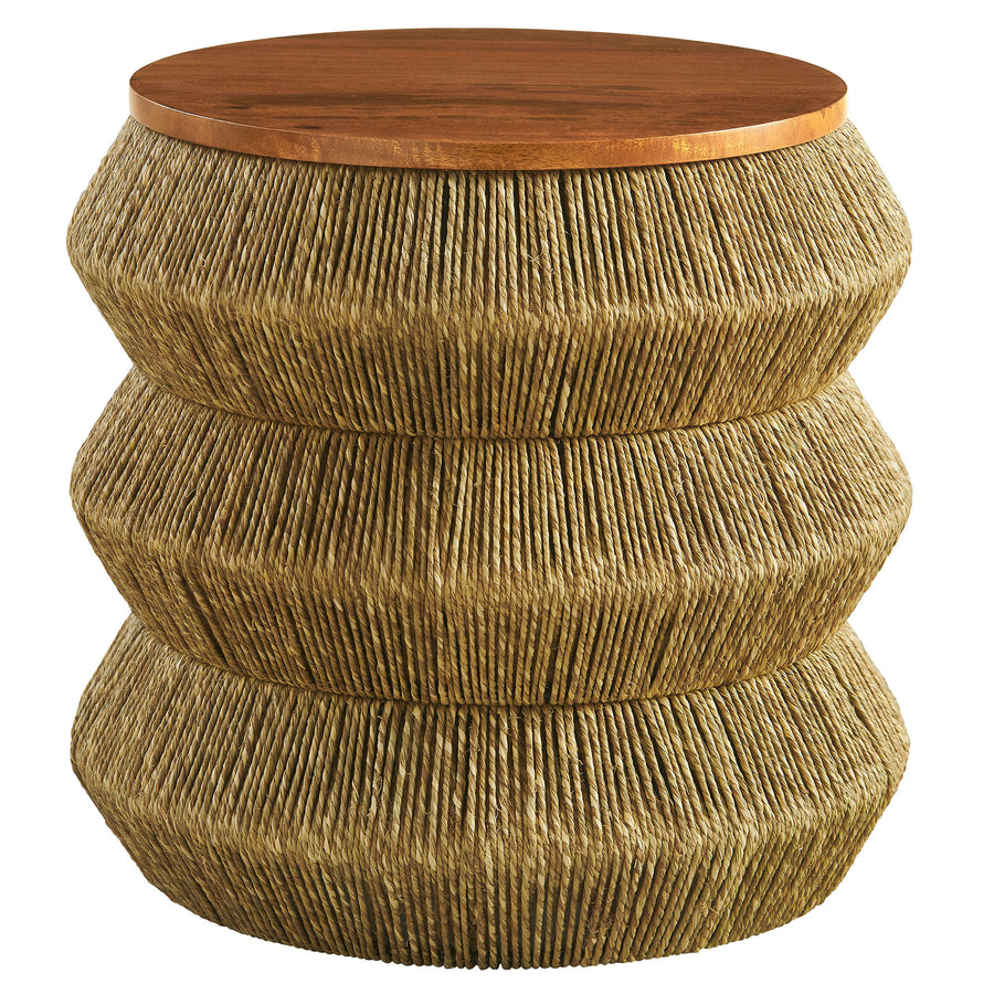 Jago Seagrass and Wood End Table in Walnut Natural
