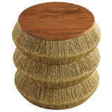 Jago Seagrass and Wood End Table in Walnut Natural