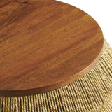 Jago Seagrass and Wood End Table in Walnut Natural