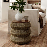 Jago Seagrass and Wood End Table in Walnut Natural