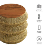 Jago Seagrass and Wood End Table in Walnut Natural