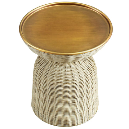 Lazaro Round Rattan Side Table by Furniture For America