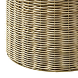 Girona Round Rattan Side Table in Burnished Brass Natural