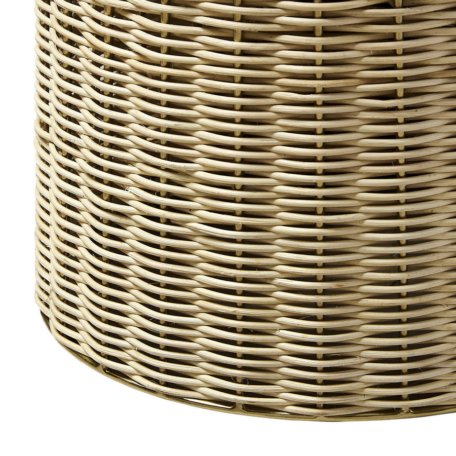 Girona Round Rattan Side Table in Burnished Brass Natural