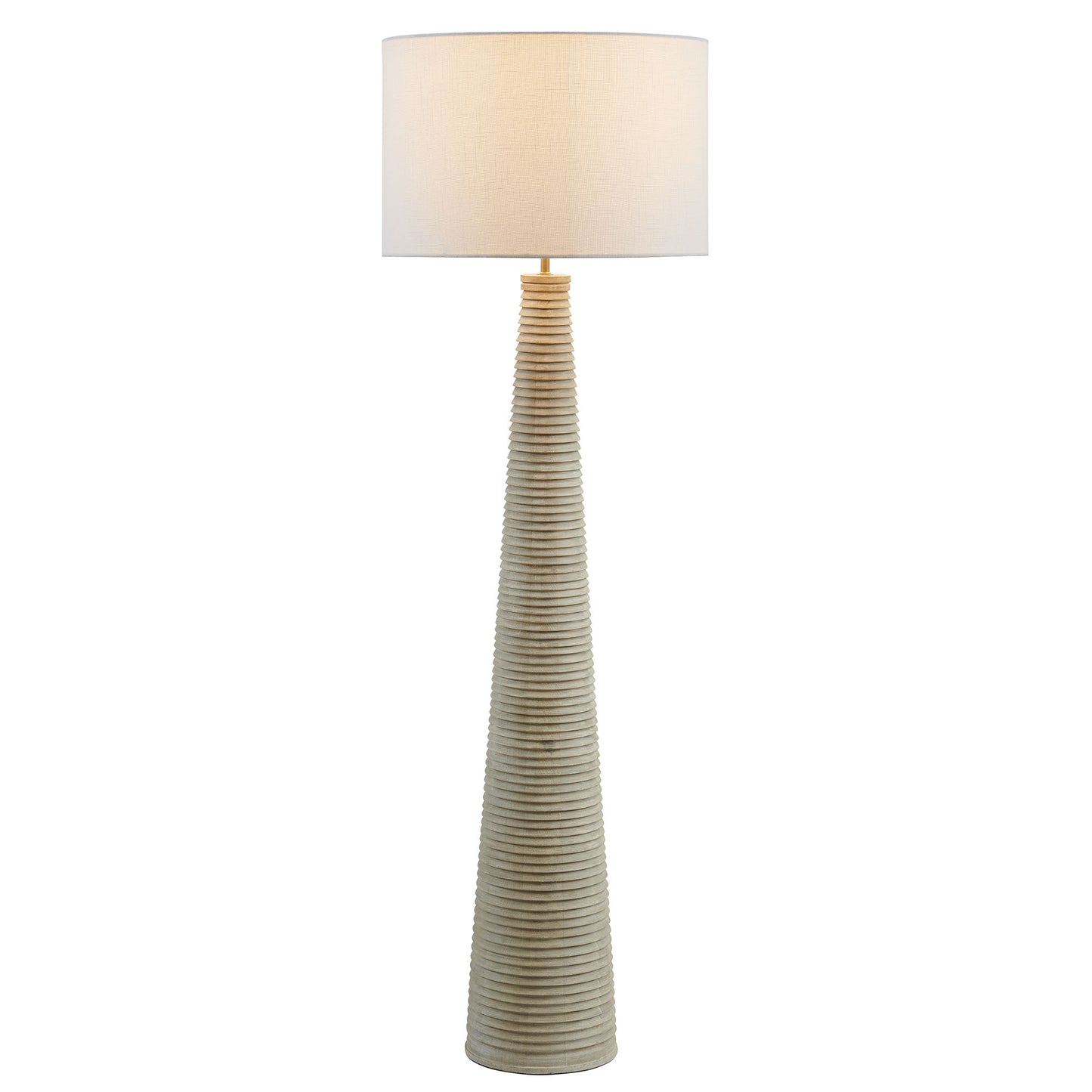 Saylor Carved Ribbed Wood Floor Lamp With Drum Shade by Furniture for America