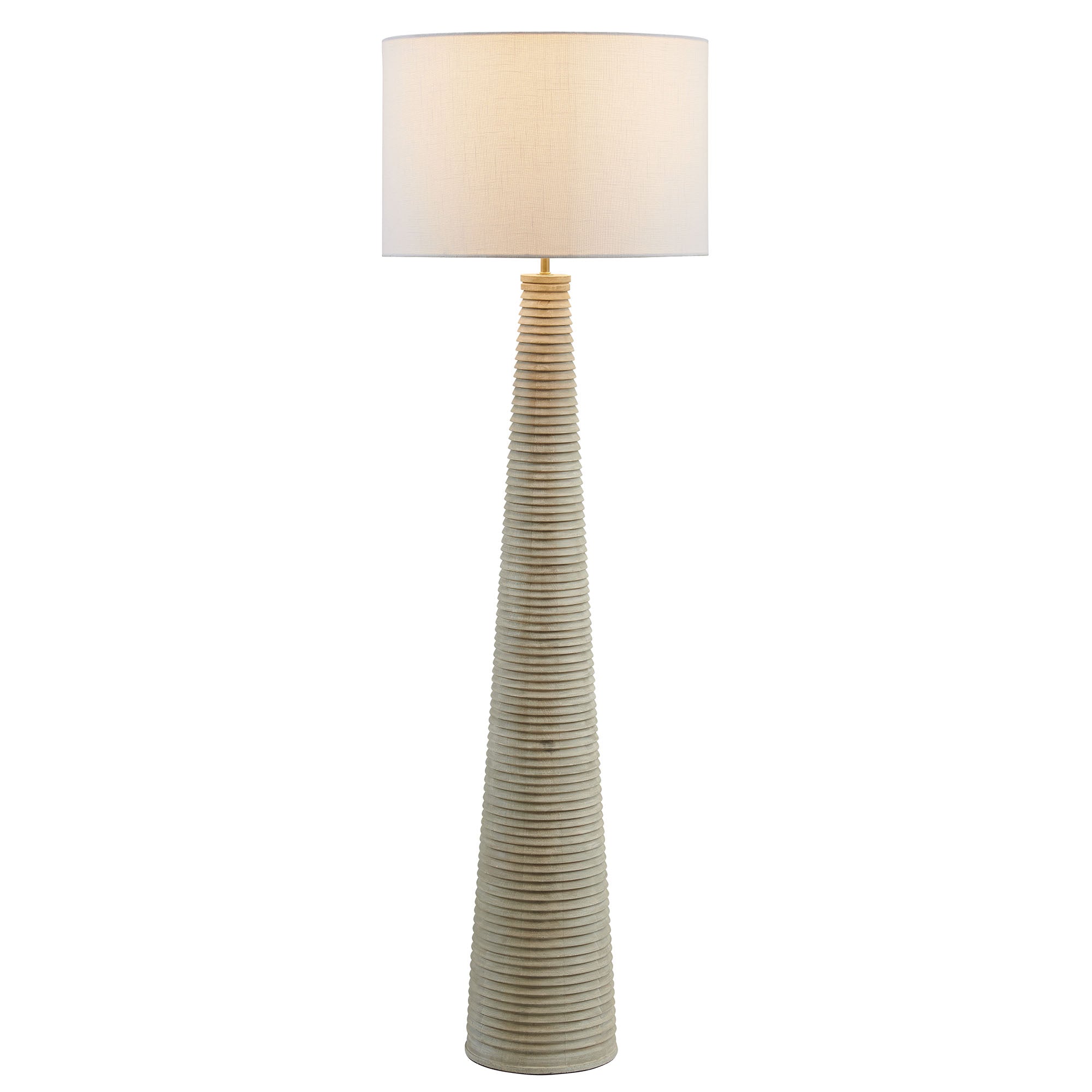 Saylor Carved Ribbed Wood Floor Lamp With Drum Shade by Furniture for America