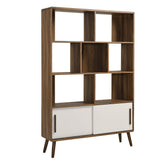 Emery 45" Bookcase with Sliding Doors in Walnut Linen