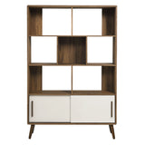 Emery 45" Bookcase with Sliding Doors in Walnut Linen