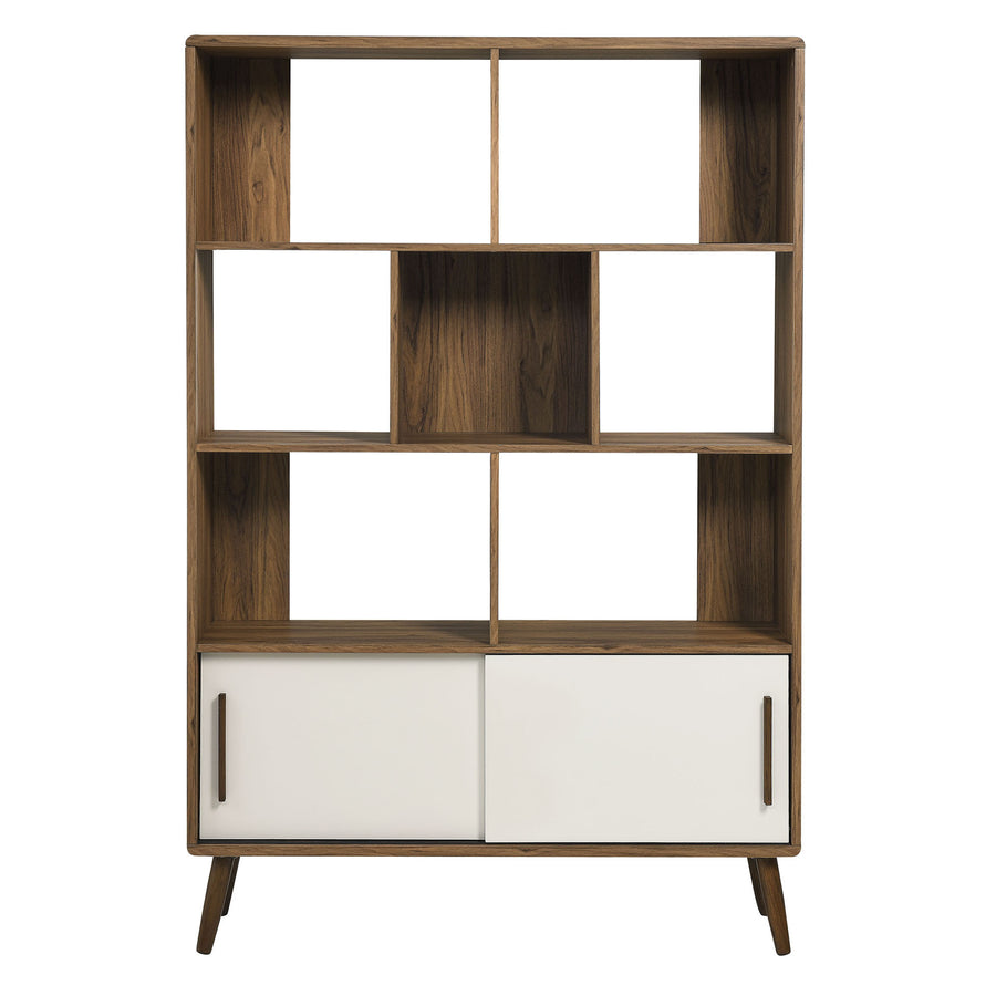 Emery 45" Bookcase with Sliding Doors in Walnut Linen