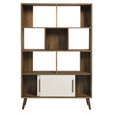 Emery 45" Bookcase with Sliding Doors in Walnut Linen