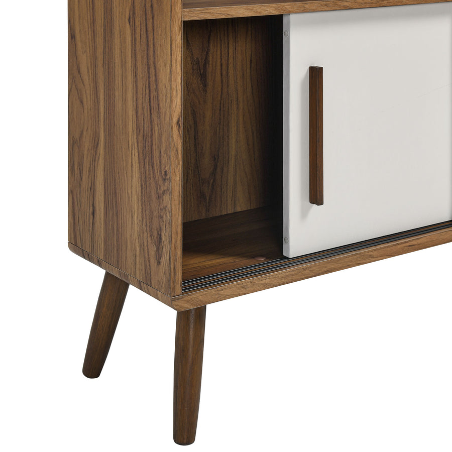 Emery 45" Bookcase with Sliding Doors in Walnut Linen