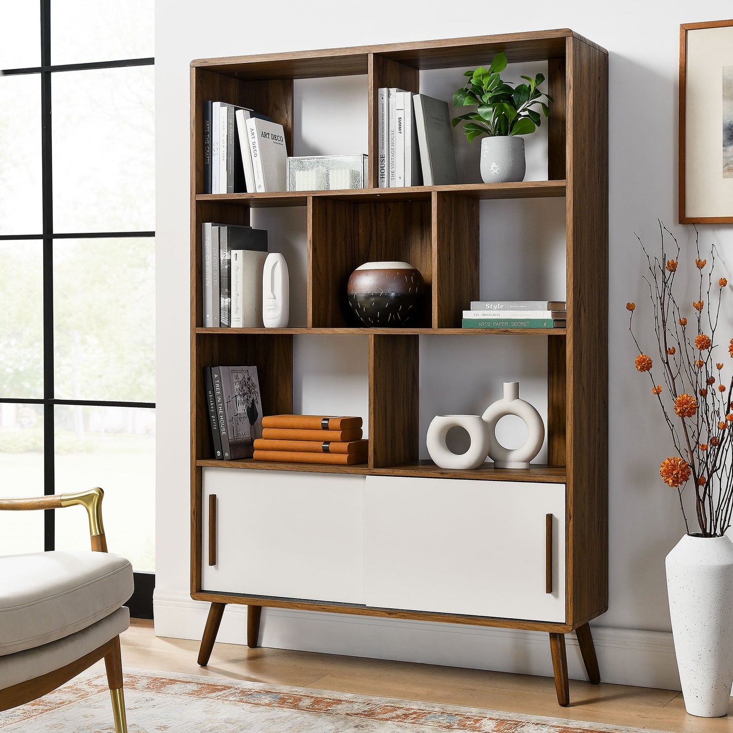 Transmit 45" Bookcase with Sliding Doors by Furniture For America