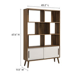 Emery 45" Bookcase with Sliding Doors in Walnut Linen