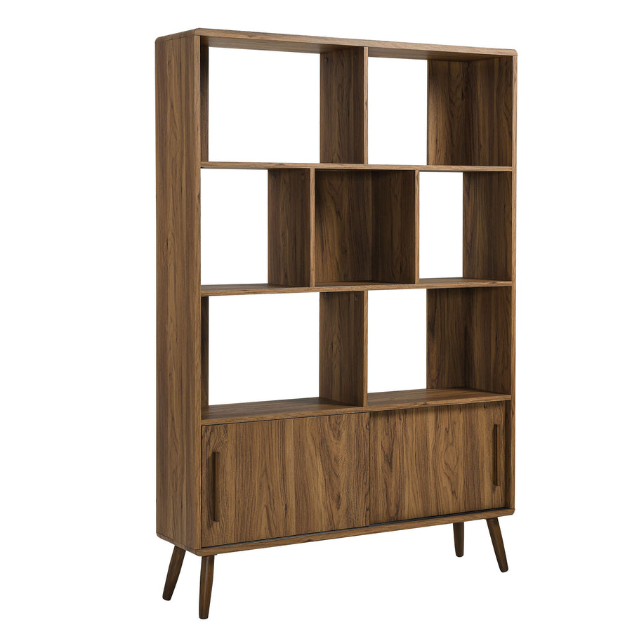 Emery 45" Bookcase with Sliding Doors in Walnut