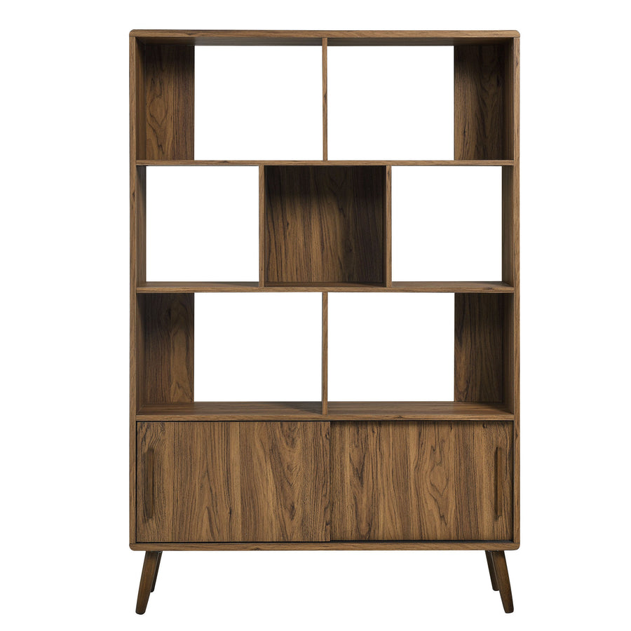 Emery 45" Bookcase with Sliding Doors in Walnut