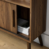 Emery 45" Bookcase with Sliding Doors in Walnut
