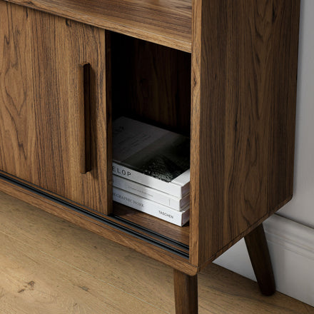 Transmit 45" Bookcase with Sliding Doors in Walnut