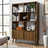 Emery 45" Bookcase with Sliding Doors in Walnut
