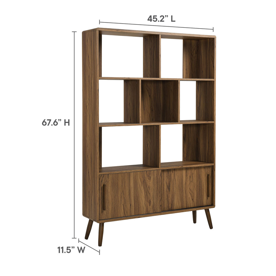 Emery 45" Bookcase with Sliding Doors in Walnut