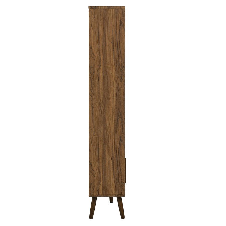 Emery 59" Bookcase with Sliding Doors in Walnut Linen