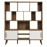 Emery 59" Bookcase with Sliding Doors in Walnut Linen