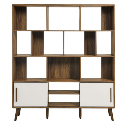 Transmit 59" Bookcase with Sliding Doors in Walnut Linen