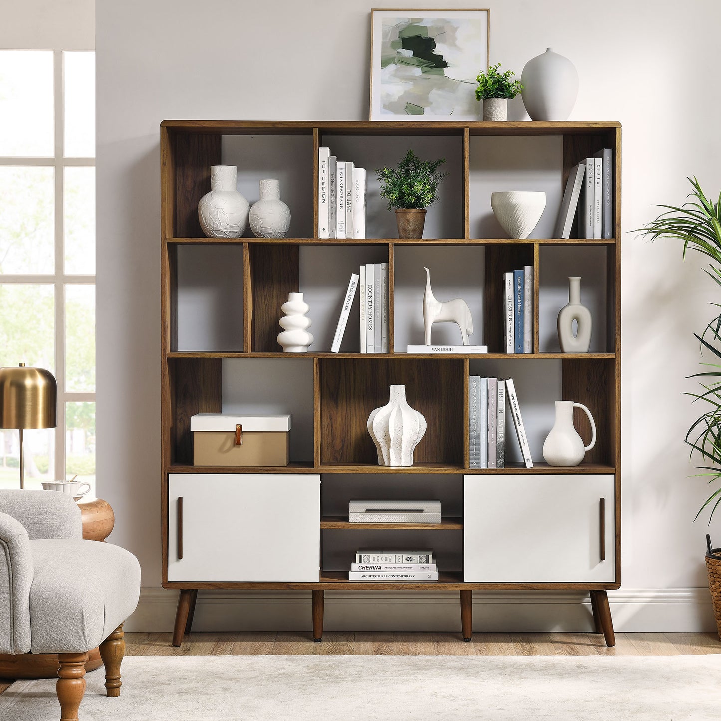 Transmit 59" Bookcase with Sliding Doors by Furniture For America