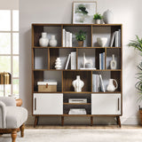 Emery 59" Bookcase with Sliding Doors in Walnut Linen