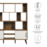 Emery 59" Bookcase with Sliding Doors in Walnut Linen