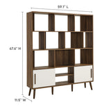 Emery 59" Bookcase with Sliding Doors in Walnut Linen