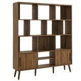 Emery 59" Bookcase with Sliding Doors in Walnut