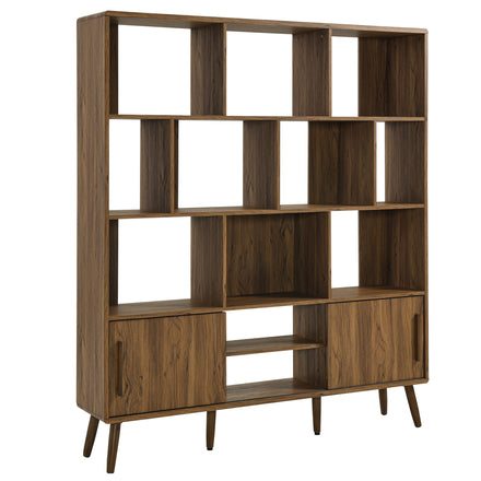 Transmit 59" Bookcase with Sliding Doors in Walnut