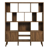 Emery 59" Bookcase with Sliding Doors in Walnut
