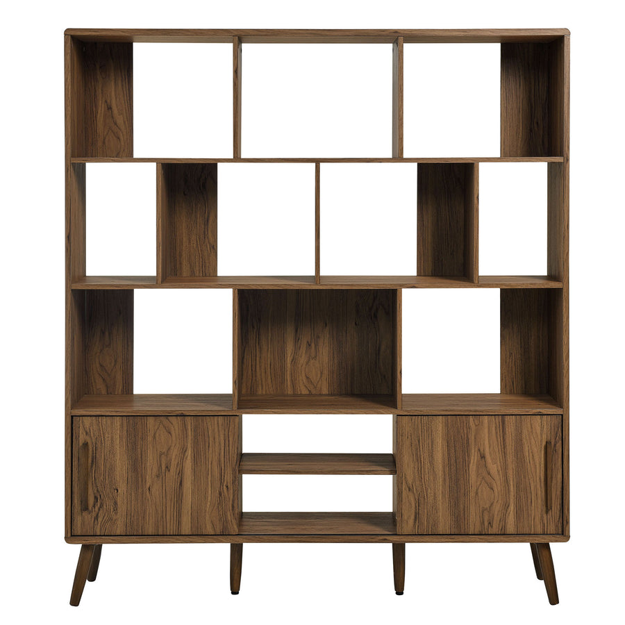 Emery 59" Bookcase with Sliding Doors in Walnut