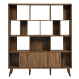 Emery 59" Bookcase with Sliding Doors in Walnut