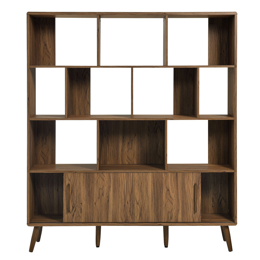 Emery 59" Bookcase with Sliding Doors in Walnut