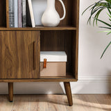 Emery 59" Bookcase with Sliding Doors in Walnut