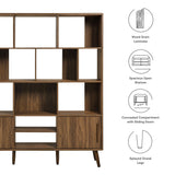 Emery 59" Bookcase with Sliding Doors in Walnut