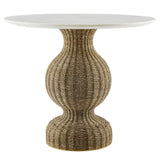Vansbro 36" Marble and Seagrass Dining Table in White Natural
