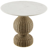 Vansbro 36" Marble and Seagrass Dining Table in White Natural