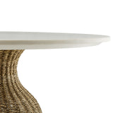 Vansbro 36" Marble and Seagrass Dining Table in White Natural