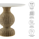Vansbro 36" Marble and Seagrass Dining Table in White Natural